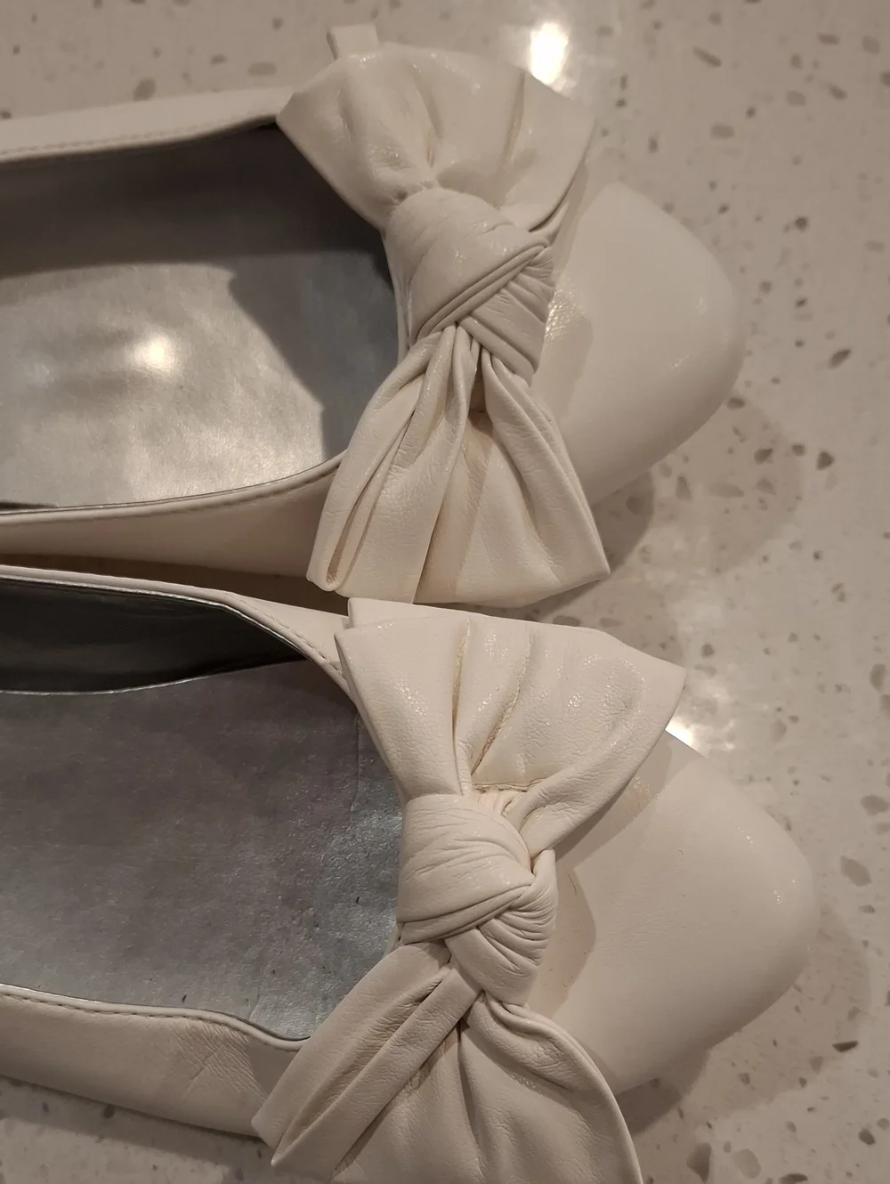 Janie And Jack Girls White Bow Flats Size 4